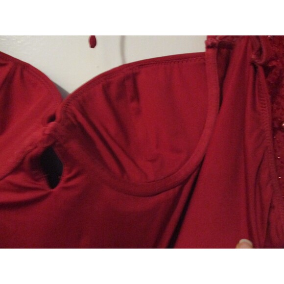 Oh Polly Womens Sz 6 Red Beaded Embellished Side Split Maxi Bodycon Dress Gown - Picture 9 of 9